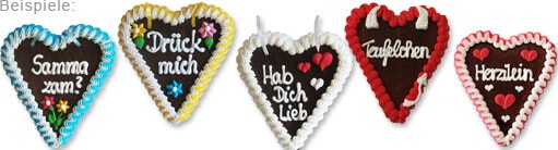 Lebkuchenherz-Beispiele klein