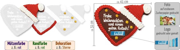 Infografik Lebkuchenherz Weihnachtsmütze 41cm