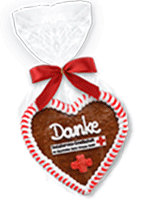 Gingerbread Heart Wrapped in Cellophane with Ribbon