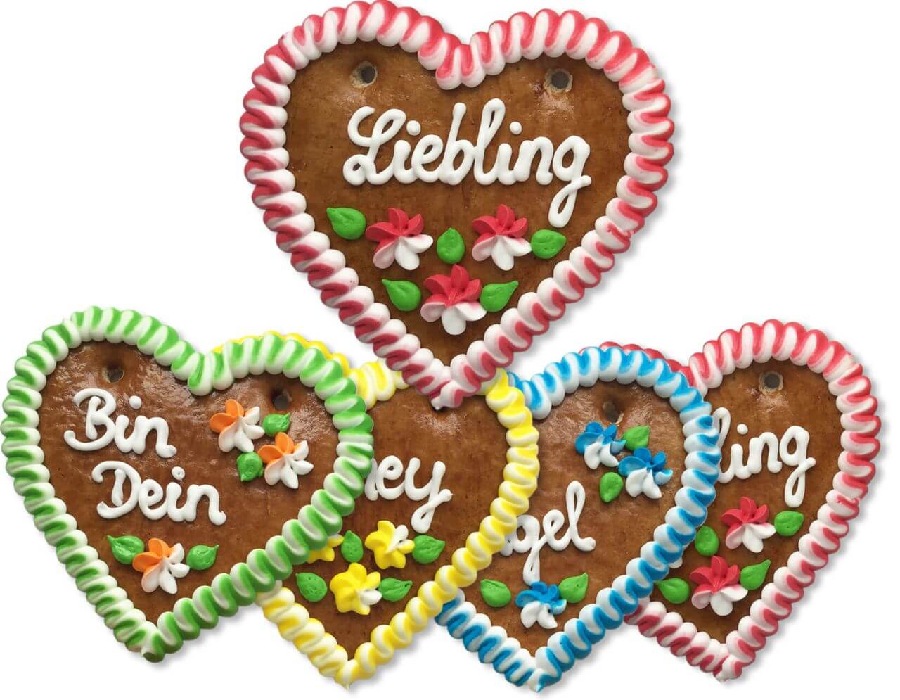 Lebkuchenherz Mischkarton mit verschiedenen Sprüchen
