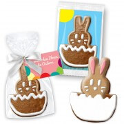 Giveaway easter bunny in an egg about 12cm with advertising card