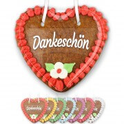 Gingerbread heart 14cm with text - sticker Dankeschön