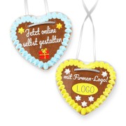 Christmas Gingerbread Heart customizable with logo, 14cm