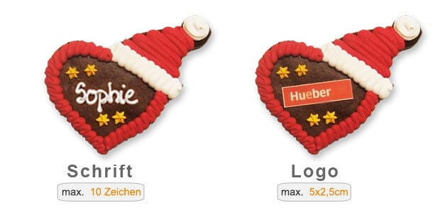 Placing Cards - Gingerbread Heart Christmas Cap