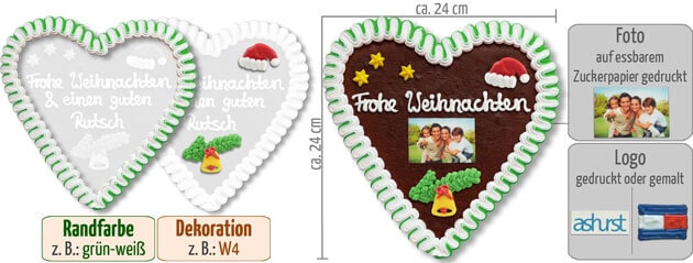 Infographic gingerbread heart Christmas 24cm