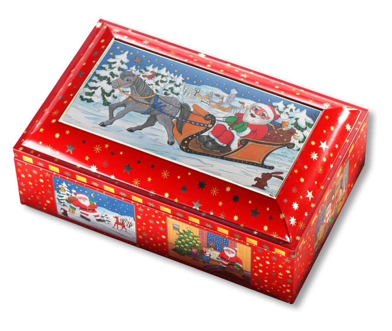 Metall Truhe "Weihnachtsmann" gefüllt mit Lebkuchen