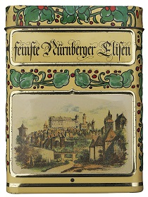 Lebkuchendose aus Blech Motiv: Burg Nürnberg im Mittelalter