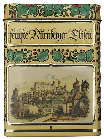 Lebkuchendose aus Blech Motiv: Burg Nürnberg im Mittelalter