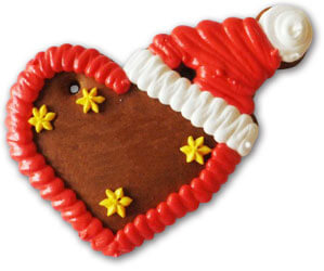 Gingerbread heart with Christmas hat to design for yourself - design example 12cm