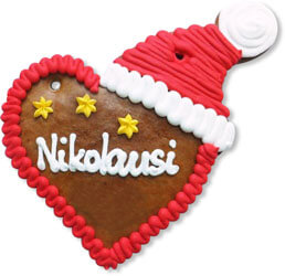 Gingerbread heart with Santa hat to design yourself - design example 16cm