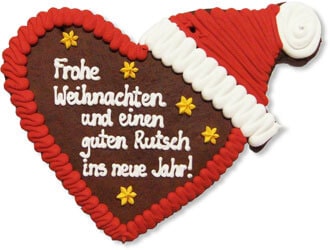 Lebkuchenherz mit Weihnachtsmütze zum selbst gestalten - Gestaltungsbeispiel 41cm