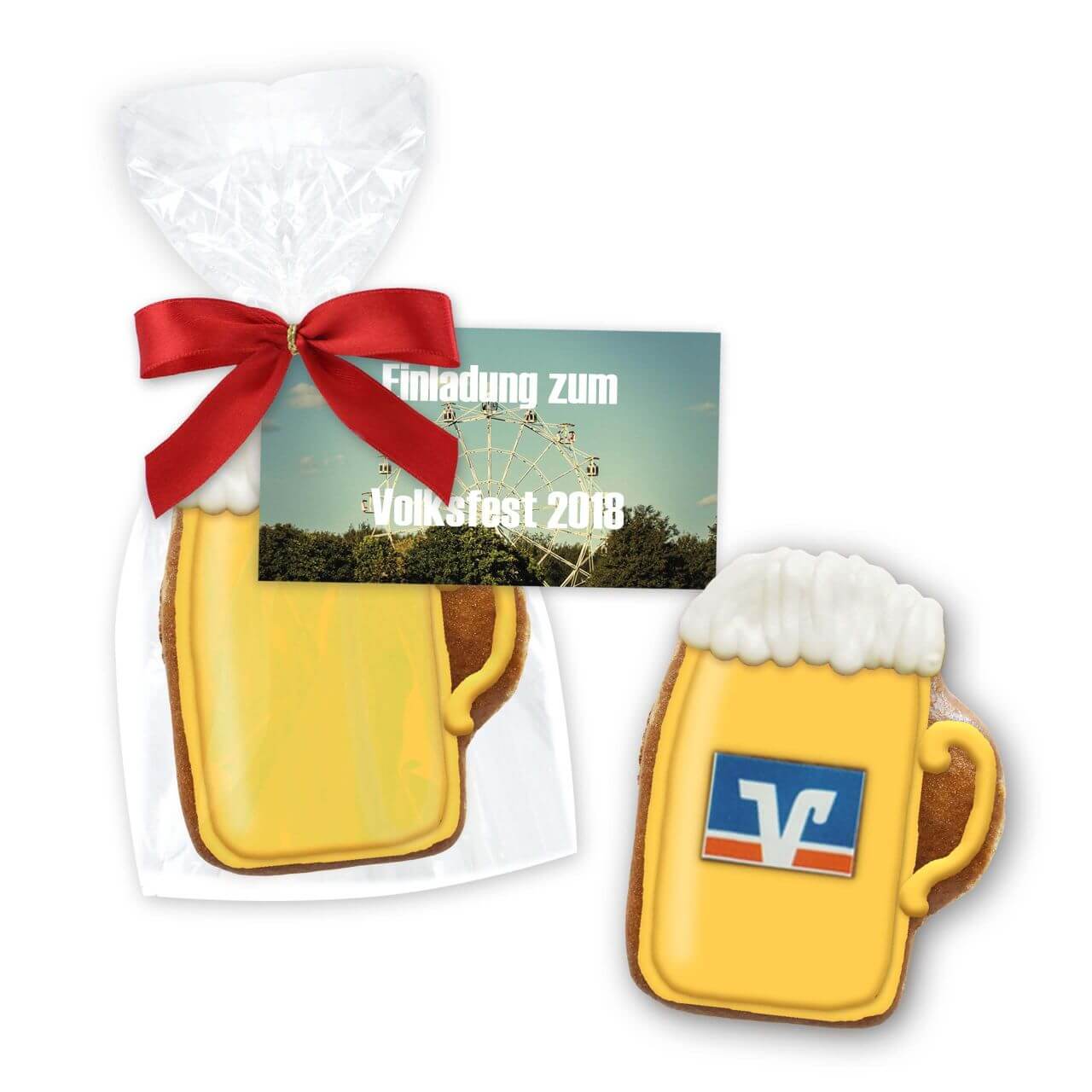 Mini gingerbread beer mug 7cm with advertising card, logo optional