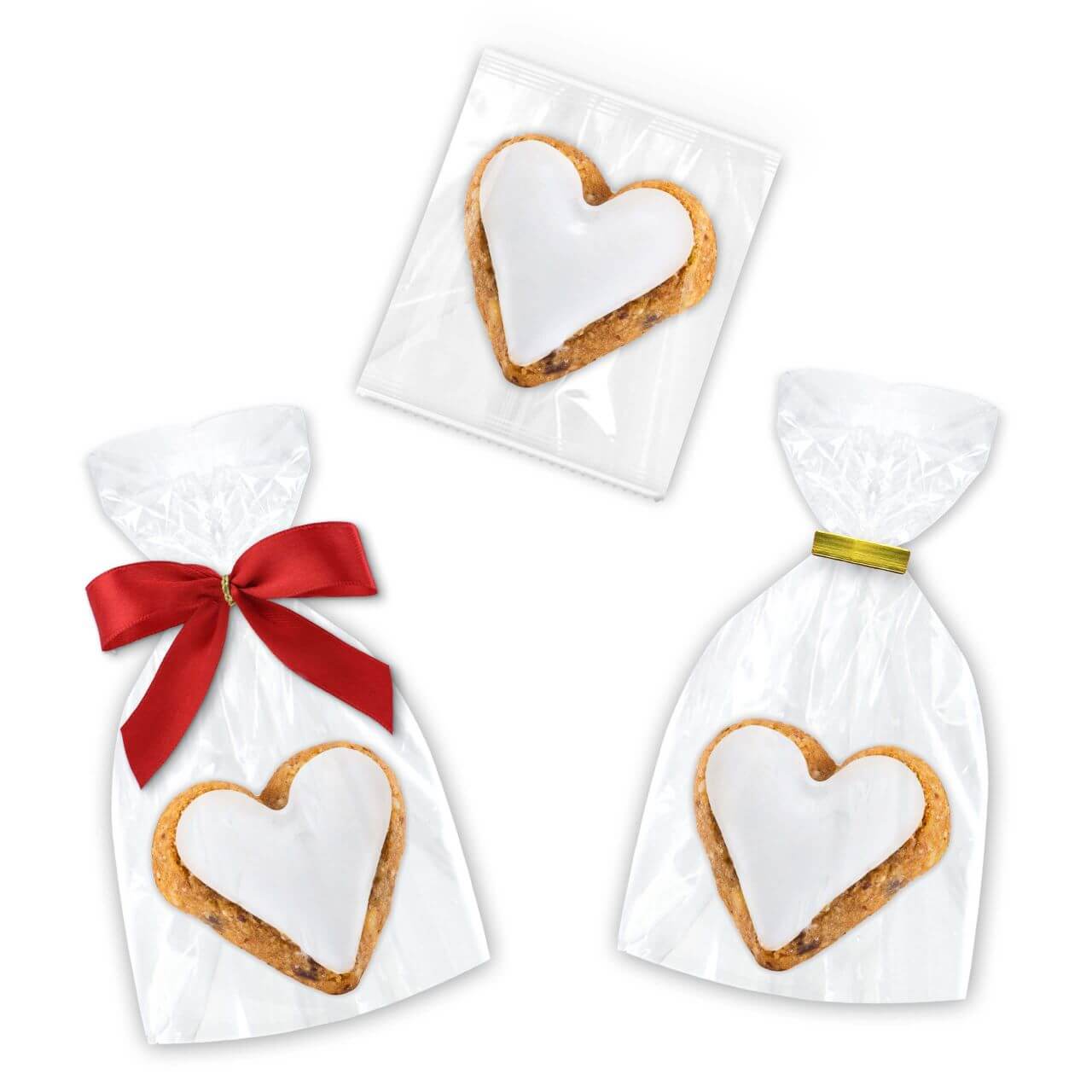 Cinnamon apple hearts in different packaging