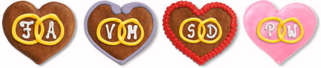 Gingerbread Heart Rings Initials