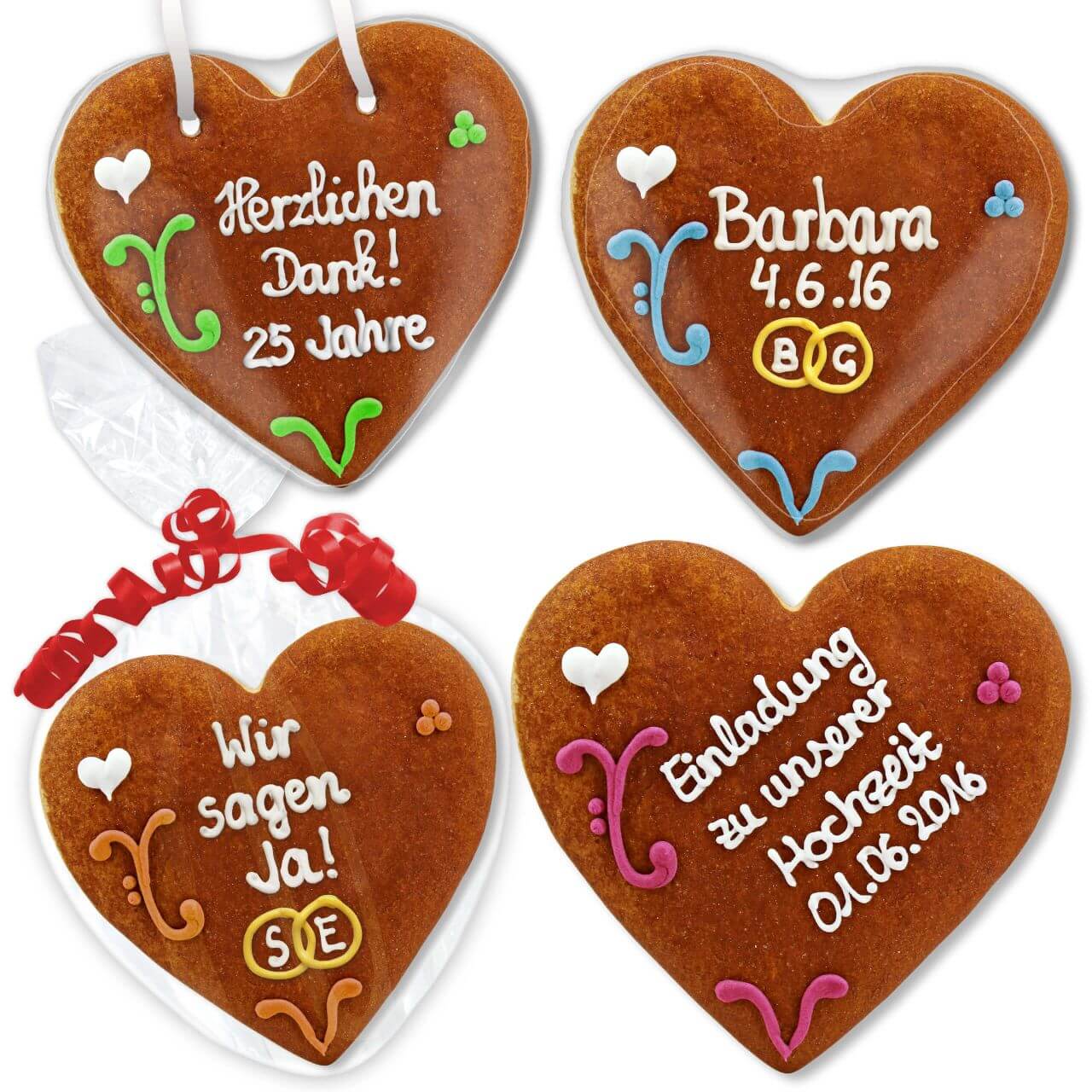 Invitations for wedding, set Julian, gingerbread heart 16cm