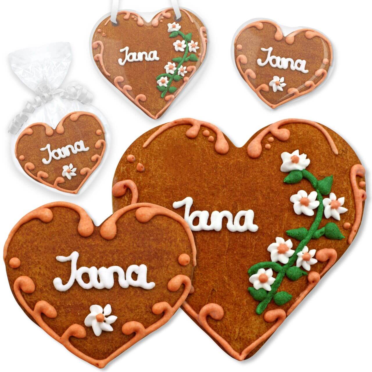 Gingerbread heart 8cm or 12cm Place Card Jana