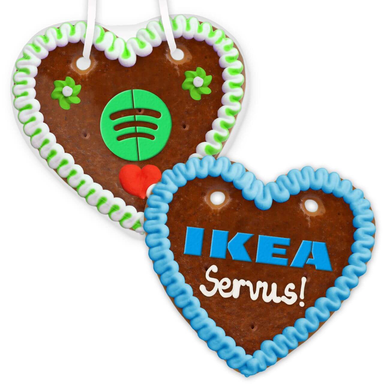 Gingerbread heart with custom printed logo, 14cm