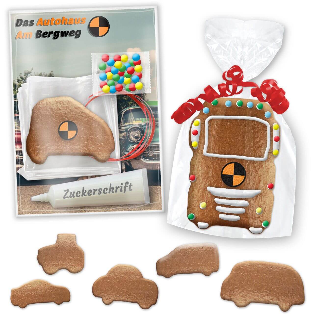 Gingerbread vehicles do-it-yourself kit - incl. customized card and logo optional