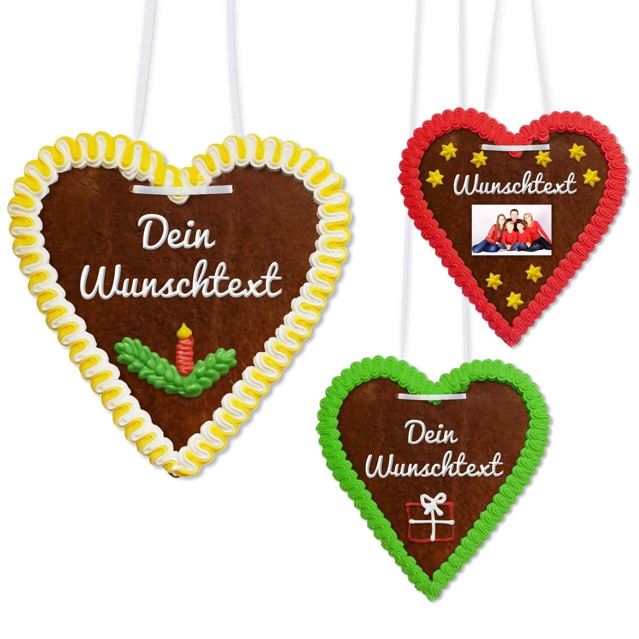 Individual gingerbread heart 21cm with text and photo, christmas edition