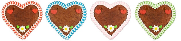 different colors for gingerbread hearts