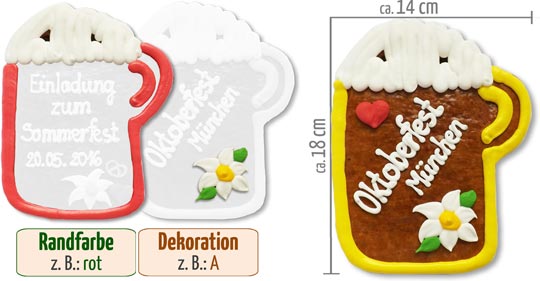 So gestalten Sie Ihren individuellen Lebkuchen-Bierkrug 18 cm