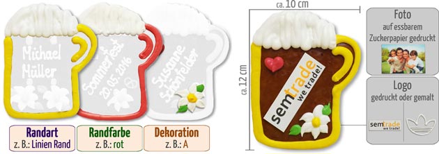 Lebkuchen-Bierkrug mit Logo