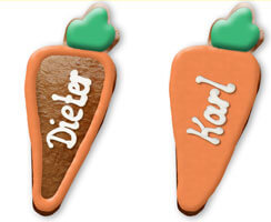 Information graphic designs - Gingerbread place card carrot