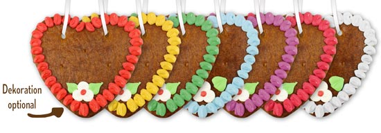 Gingerbread heart blank with edge 14cm - all colors - with and without decoration