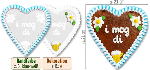 Individuelles Lebkuchenherz 21 cm