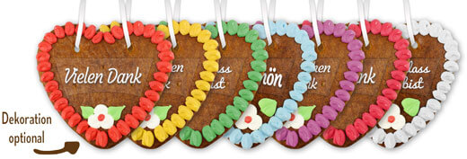 Gingerbread heart 14cm with font sticker - All border colors