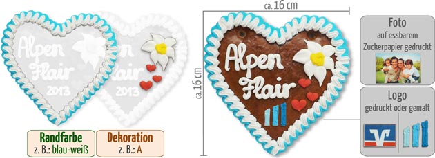 Werbegeschenk Lebkuchenherz 16cm