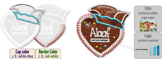 Gingerbread Heart with Carnival Hat 12cm