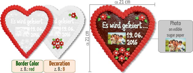 Gingerbread Heart with Photo 21cm