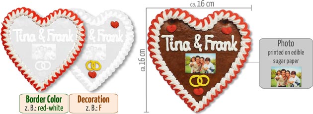 Gingerbread Heart with Photo 16cm