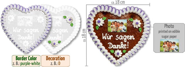 Gingerbread Heart with Photo 18cm