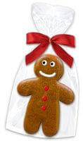 Gingerbread Man in Cellophane with Red Ribbon