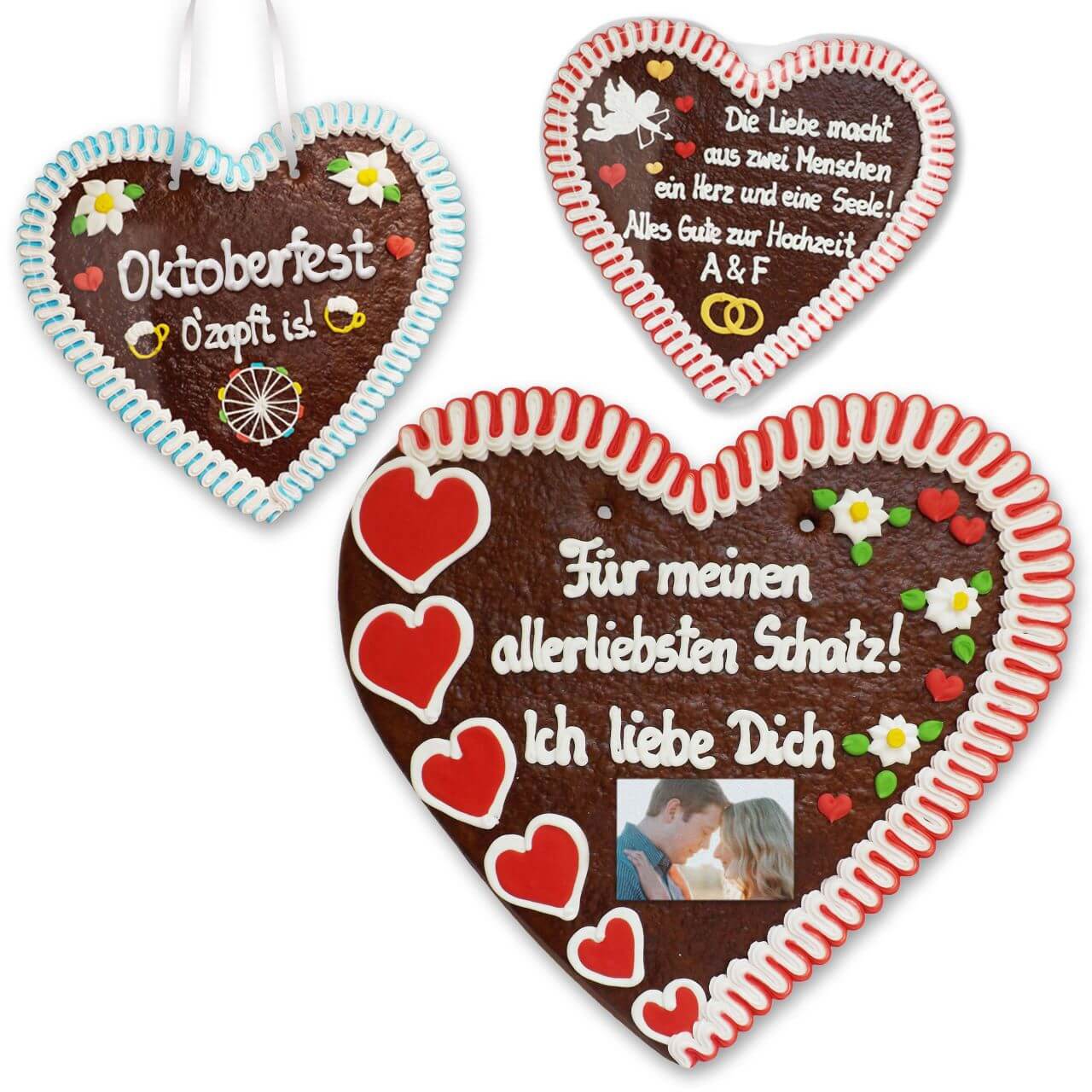Huge 50cm gingerbread heart with individual text and photo