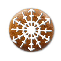 A round gingerbread with decoration made of sugar frosting