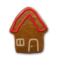 Gingerbread house colored with sugar frosting