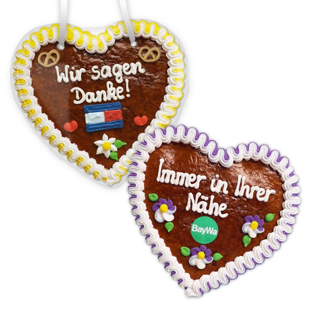 Gingerbread Hearts, 18cm - optional with Logo