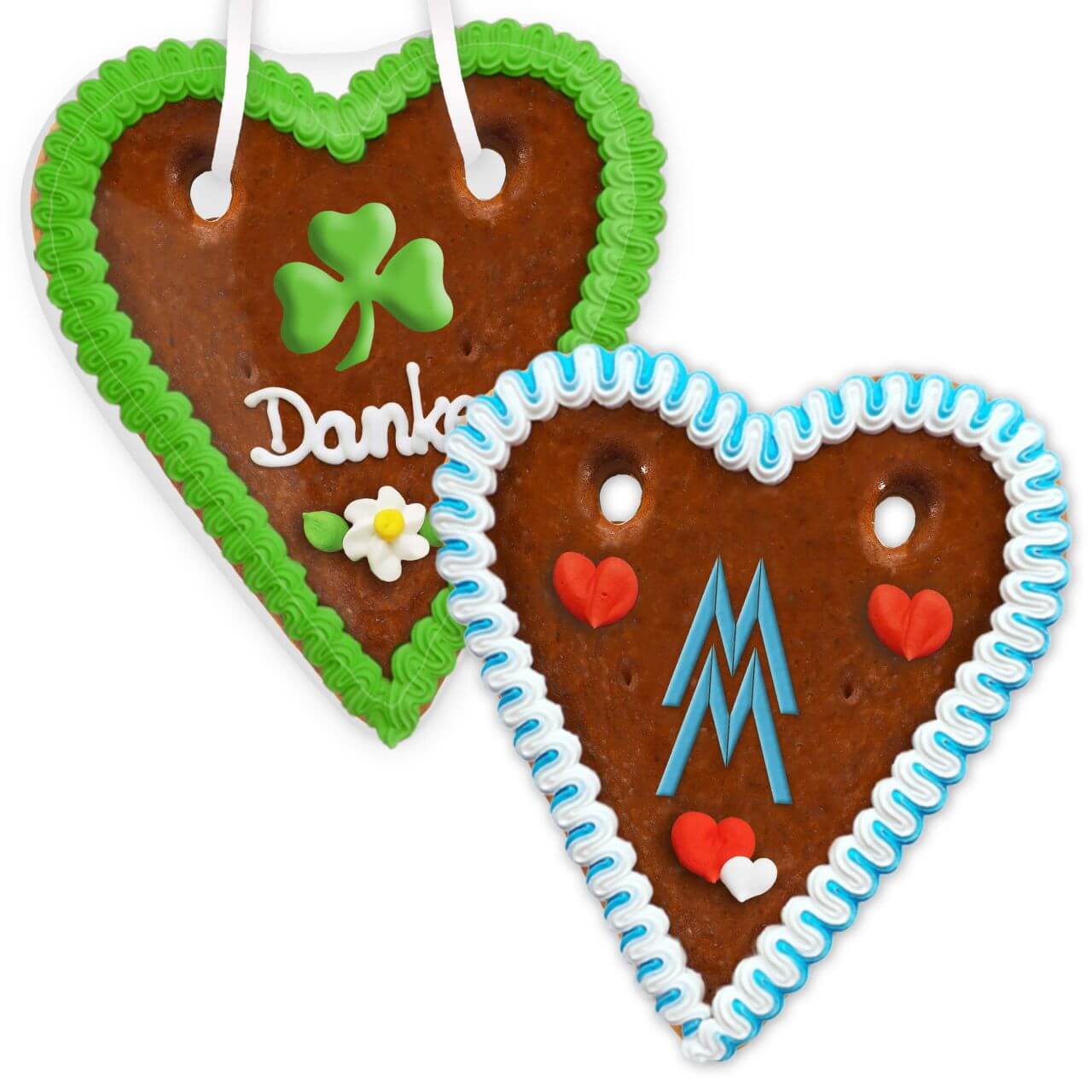 Gingerbread Heart 18cm - With printed frosting logo
