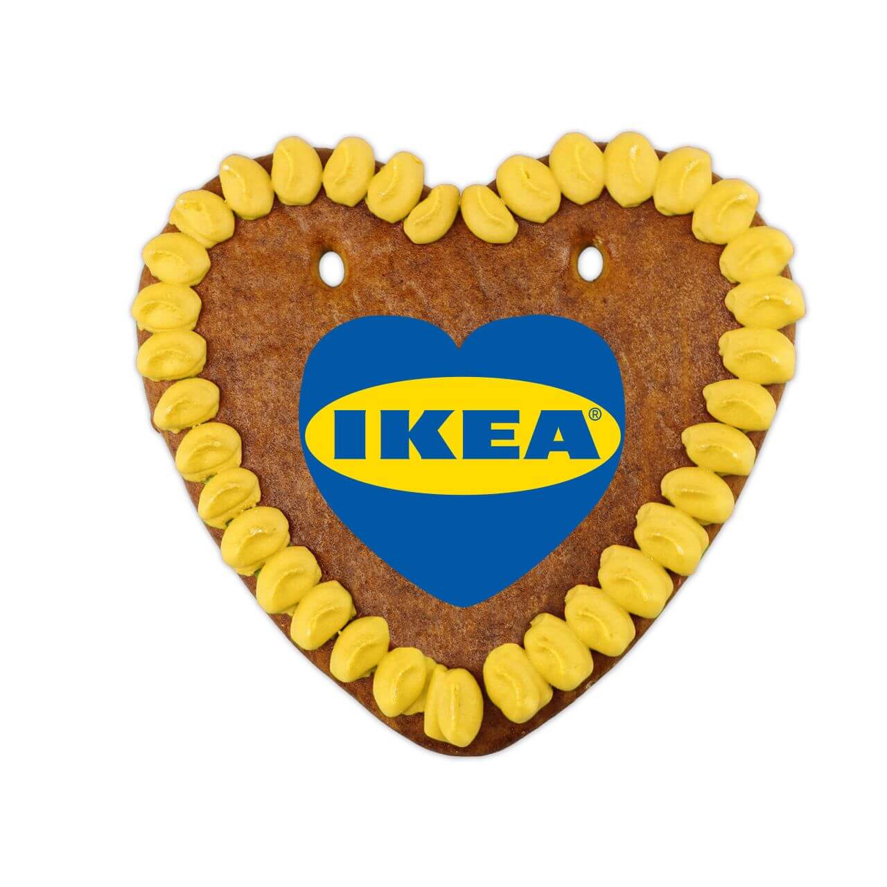 Lebkuchenherzen mit Logo aus Zuckerpapier in Herzform, 14cm