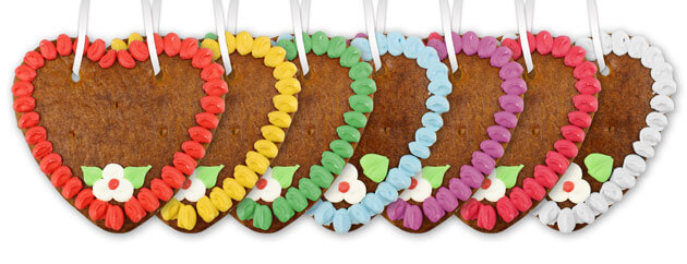 all different colours of the gingerbread heart you can choose