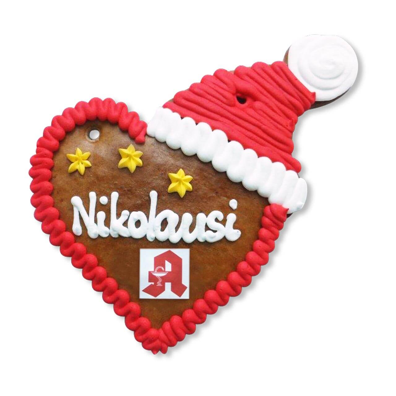 Gingerbread Heart with Christmas Cap, 16cm