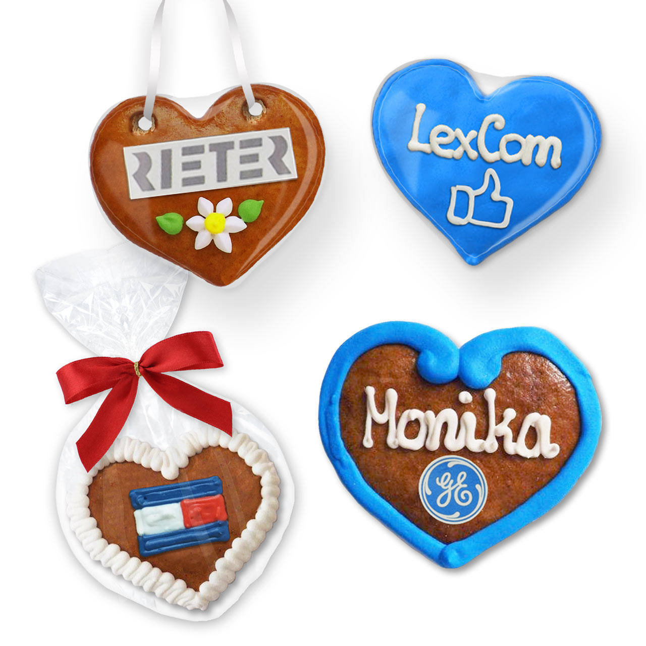Gingerbread hearts 8cm individually with logo