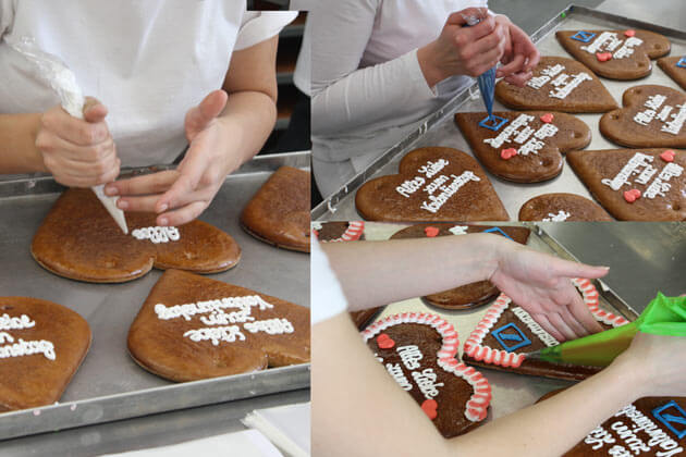 Lebkuchenherzen beschriften und dekorieren