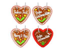 Christmas mixed box of gingerbread hearts 14cm 