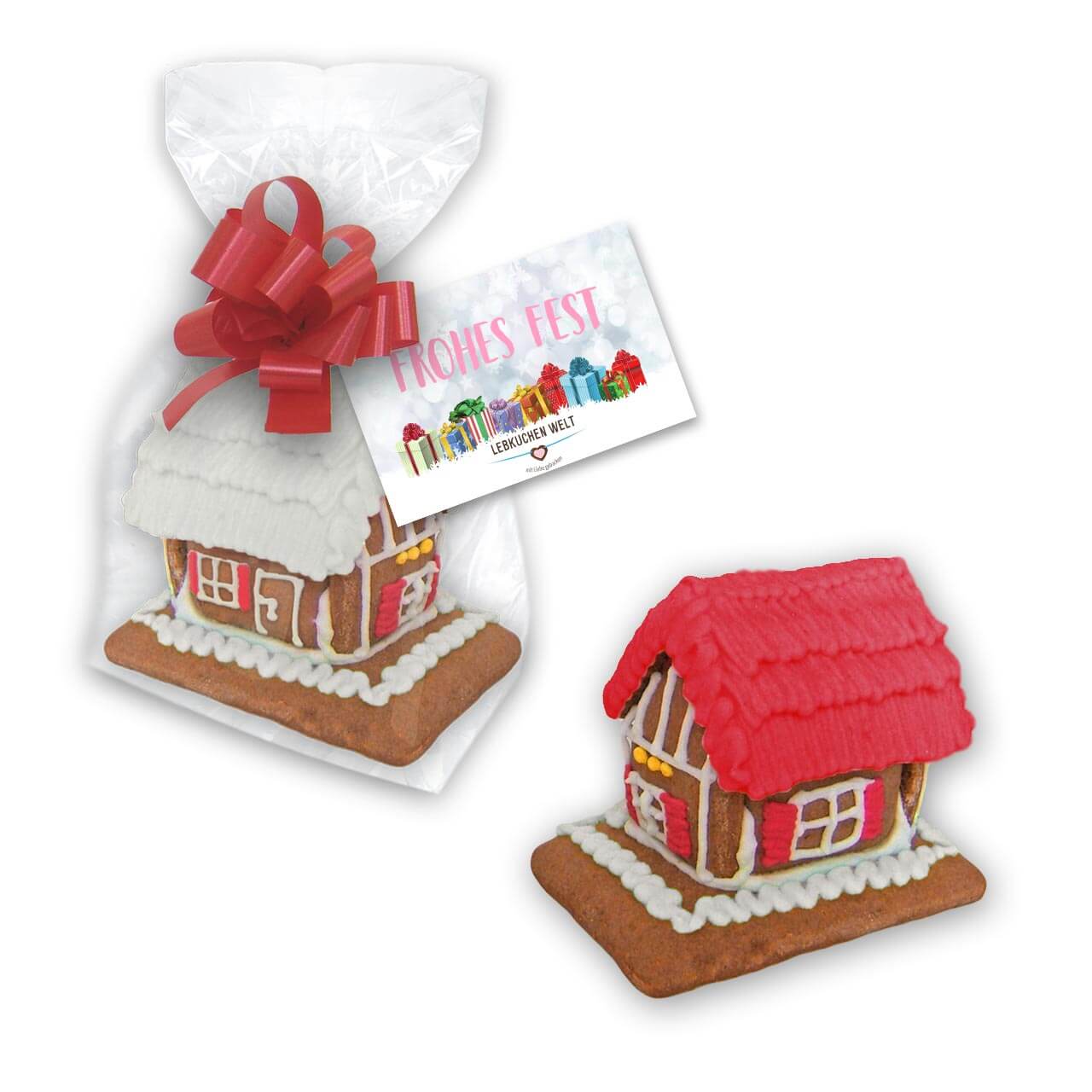 Mini Lebkuchenhaus als Weihnachtspräsent - inkl. personalisierter Karte