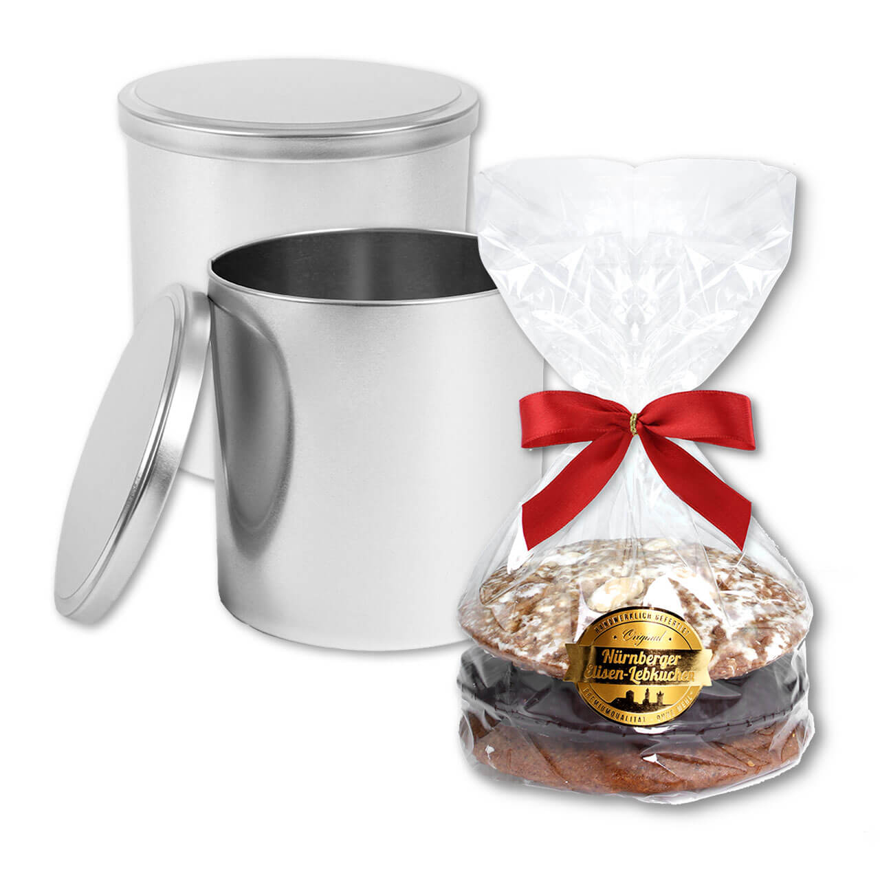 Christmas tin silver with Elisen gingerbread