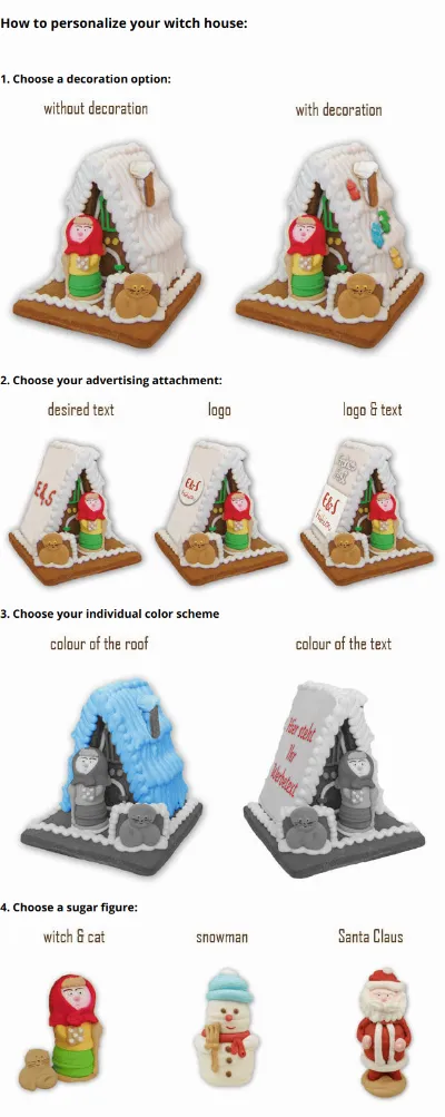 Individual gingerbread witch house as desired - medium